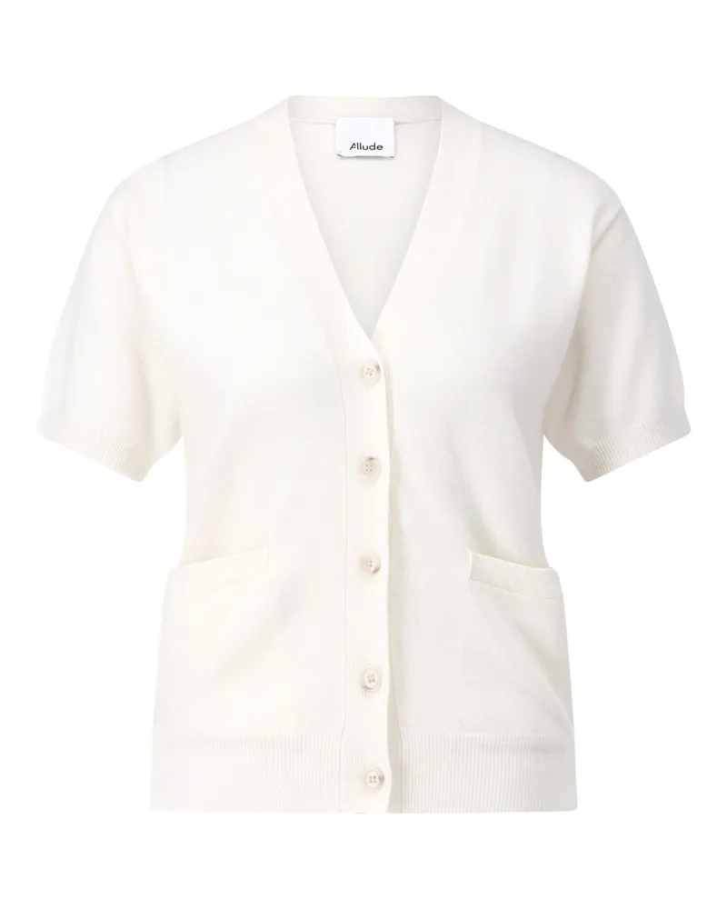 ALLUDE Kurzarm-Cardigan aus Kaschmir-Wollmix Creme