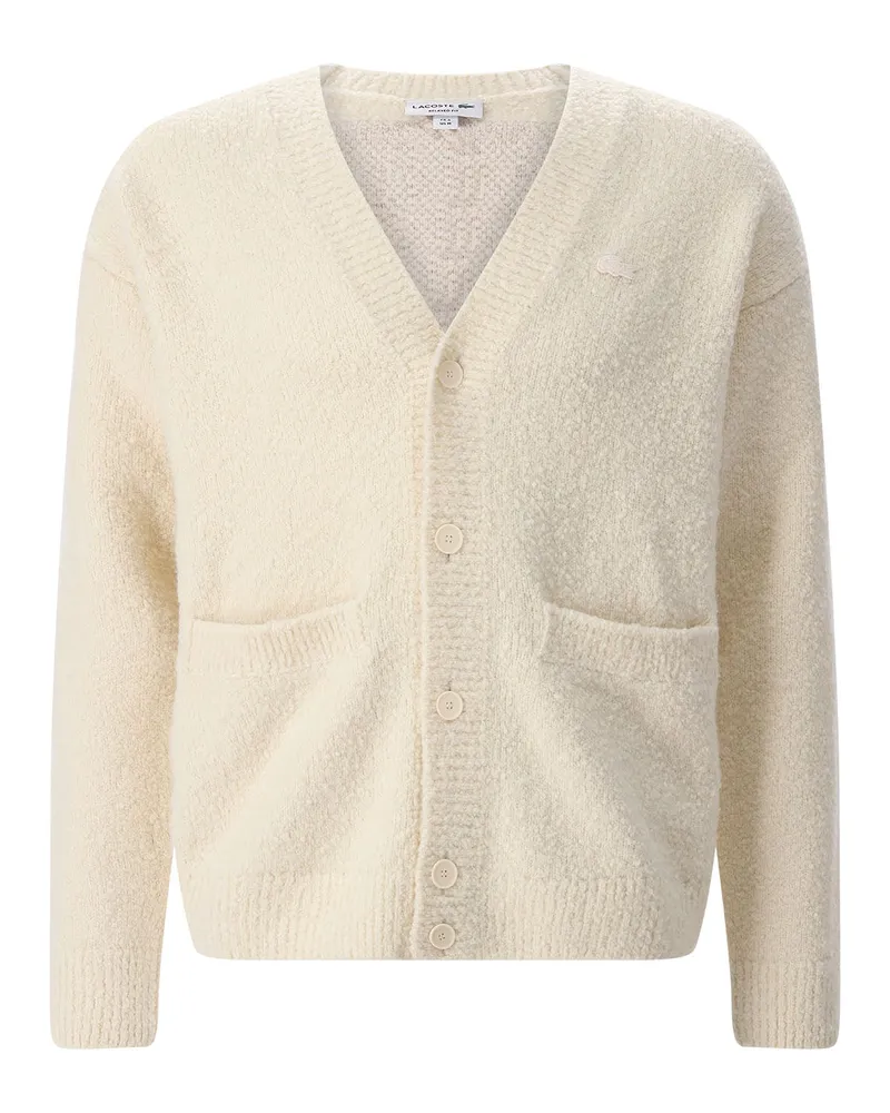 Lacoste Strickjacke aus Wollmix Creme