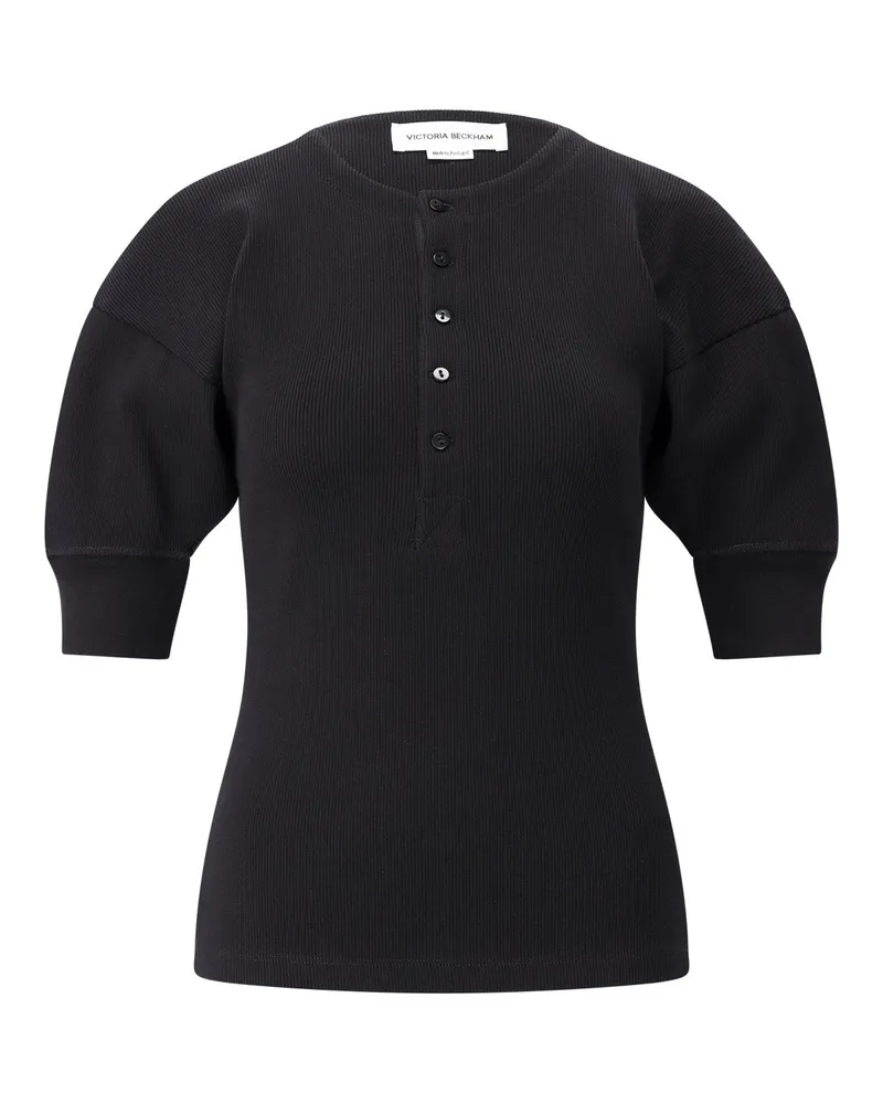 Victoria Beckham T-Shirt mit Ballonärmel Schwarz