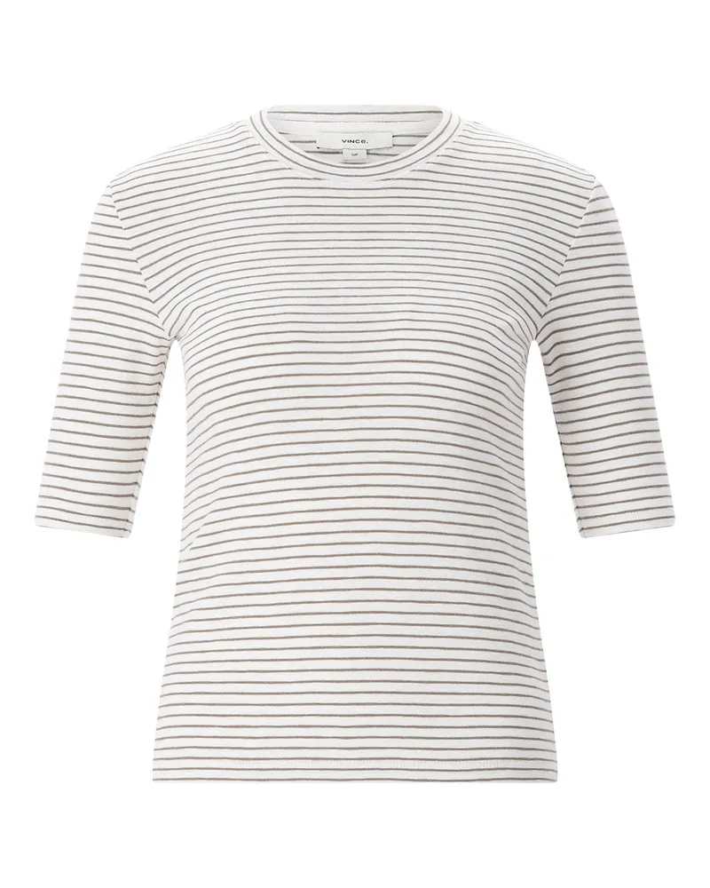 Vince Figurbetontes T-Shirt mit Streifen Beige