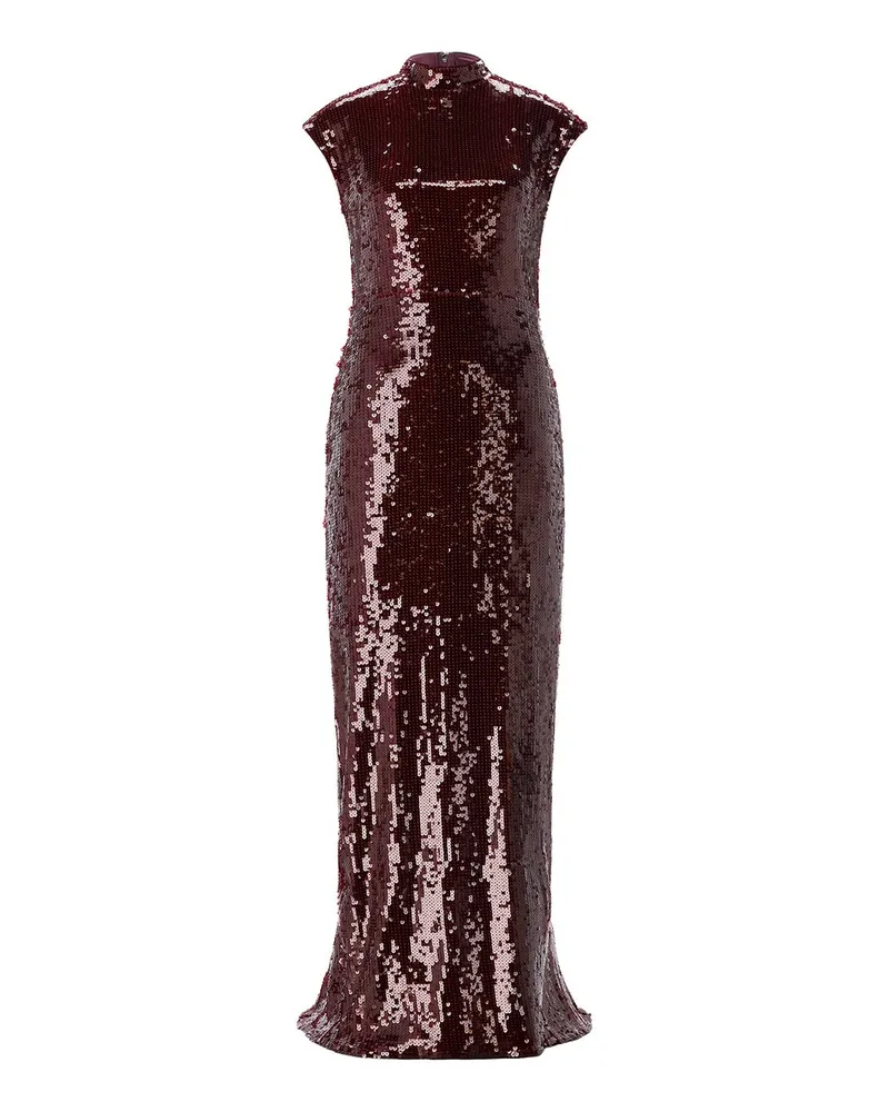 ROTATE Birger Christensen Maxikleid mit Pailletten Dunkelrot