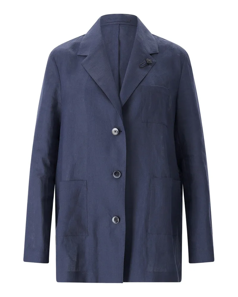 LARDINI Blazer aus Leinen Dunkelblau