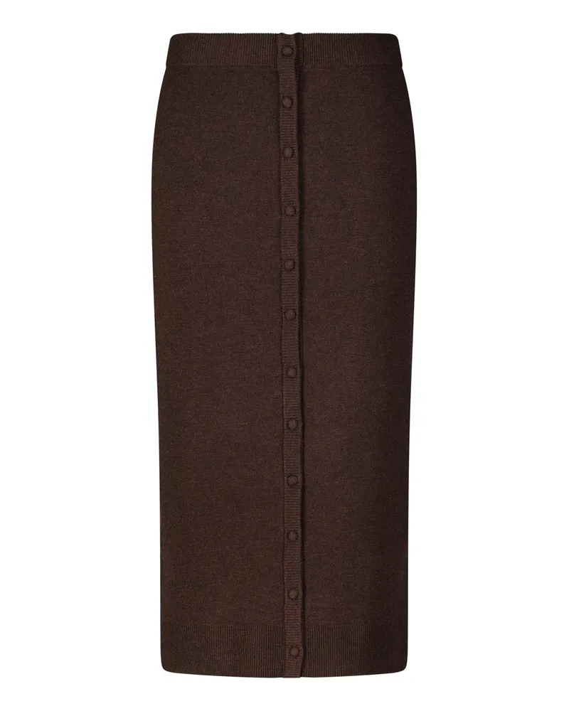 Victoria Beckham Midirock aus Merinowolle Dunkelbraun