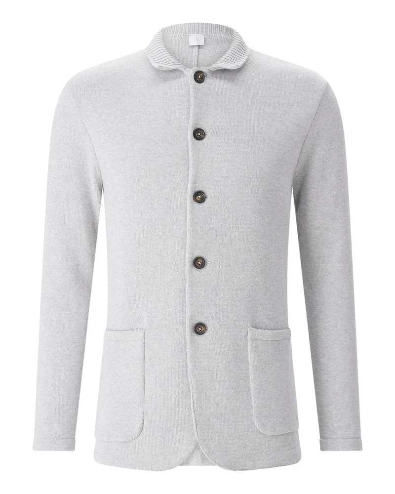Eleventy Strickjacke aus Baumwolle Hellgrau
