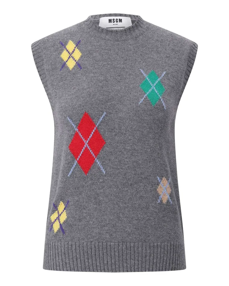 MSGM Pullunder mit Argyl-Design Grau