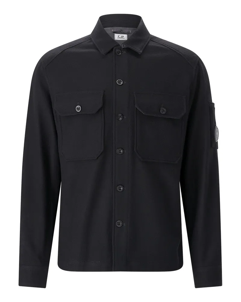 C.P. Company Overshirt aus Baumwoll-Mix Schwarz