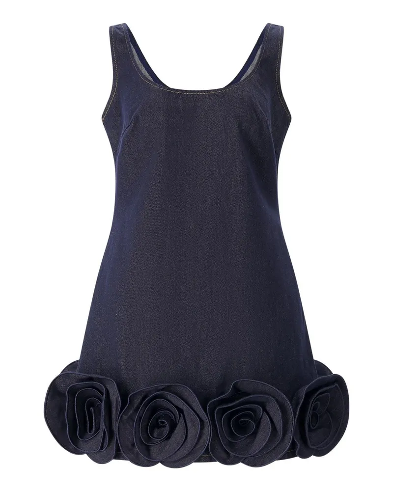 Self-Portrait Minikleid aus Denim Dunkelblau