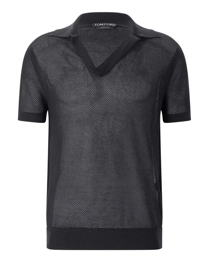 Tom Ford Poloshirt mit Seide Schwarz