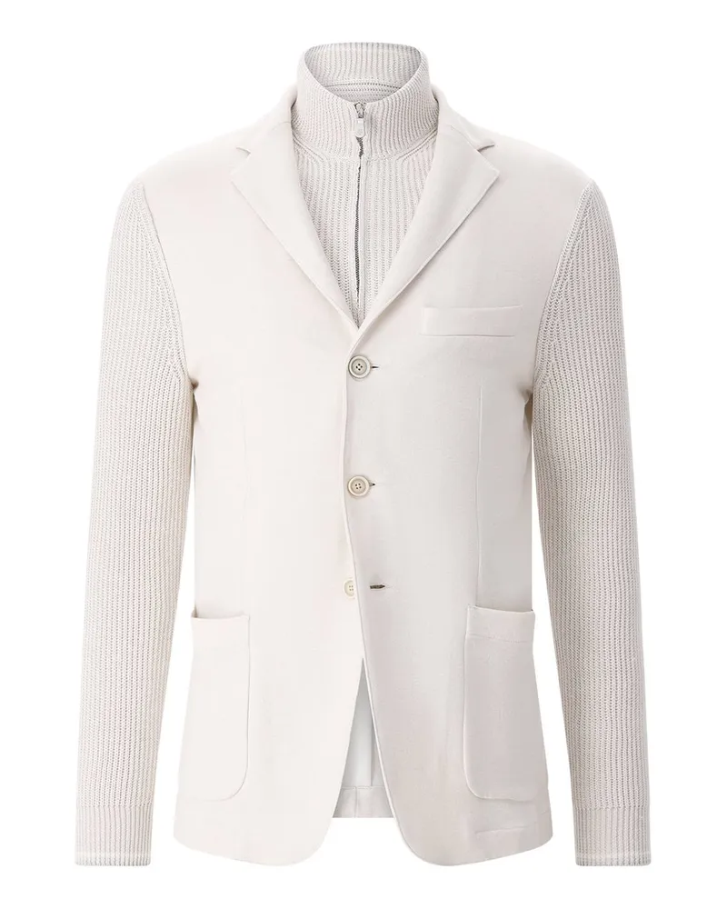 Eleventy Jacke mit Strickeinsatz Beige