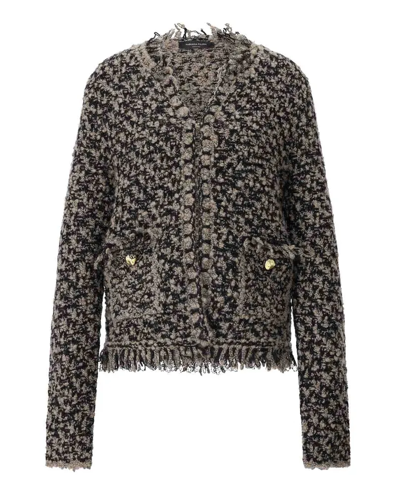 Fabiana Filippi Jacke aus Tweed & Pailletten Braun