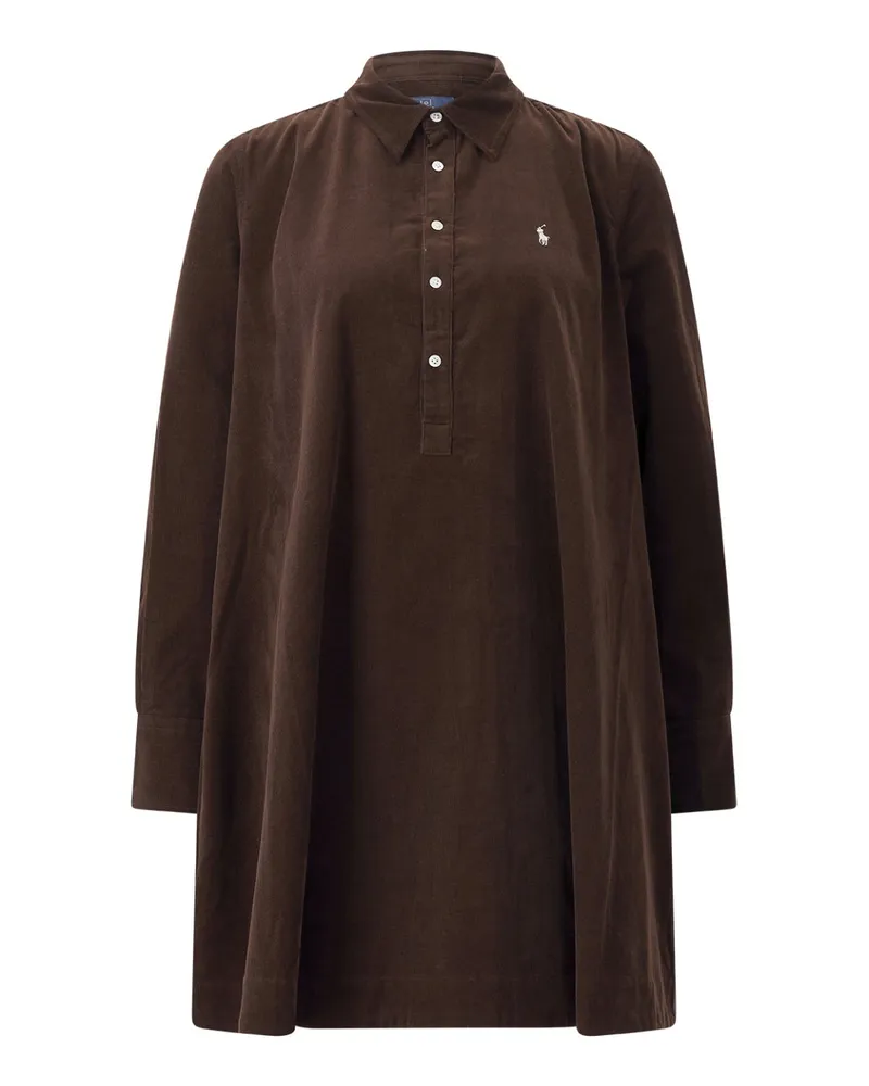 Ralph Lauren Blusenkleid in Midi-Länge Dunkelbraun