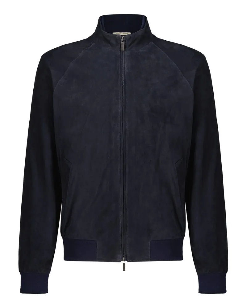 Maurizio Baldassari Leder Blouson Dunkelblau
