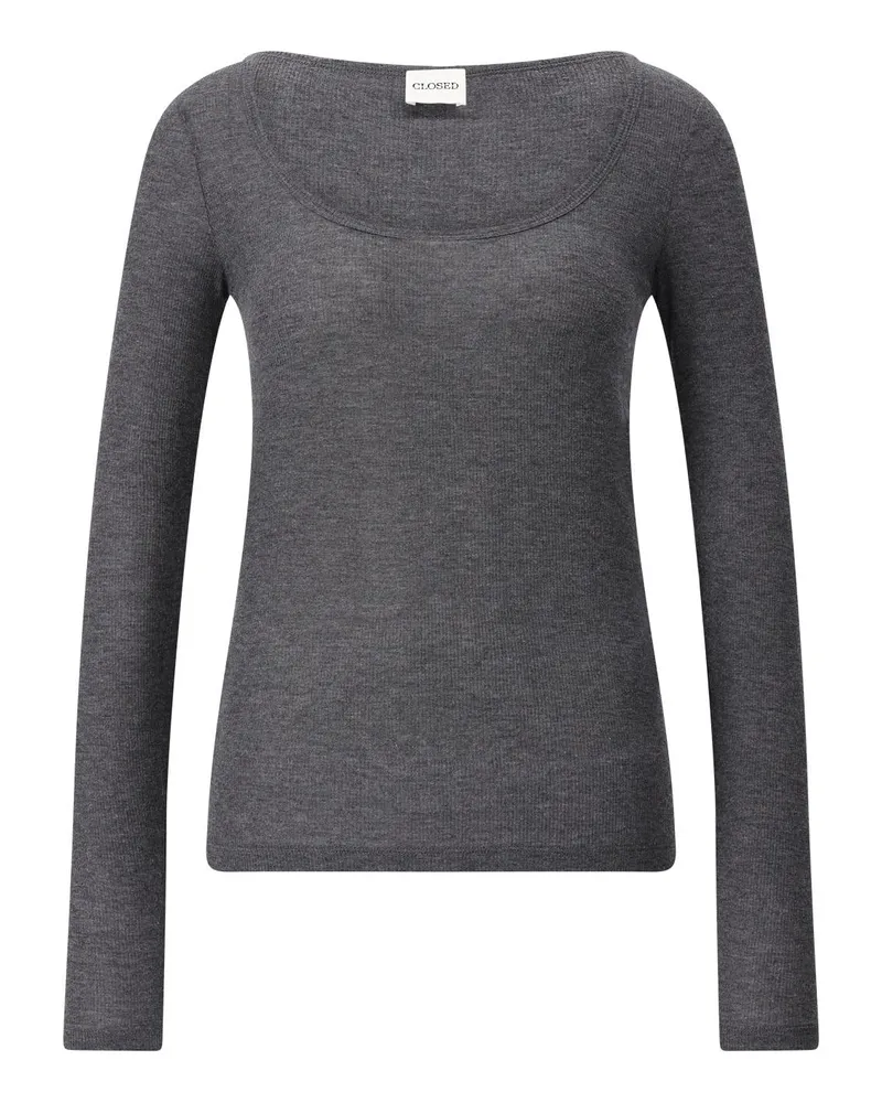 Closed Ripped Langarmshirt aus Kaschmir-Mix Grau