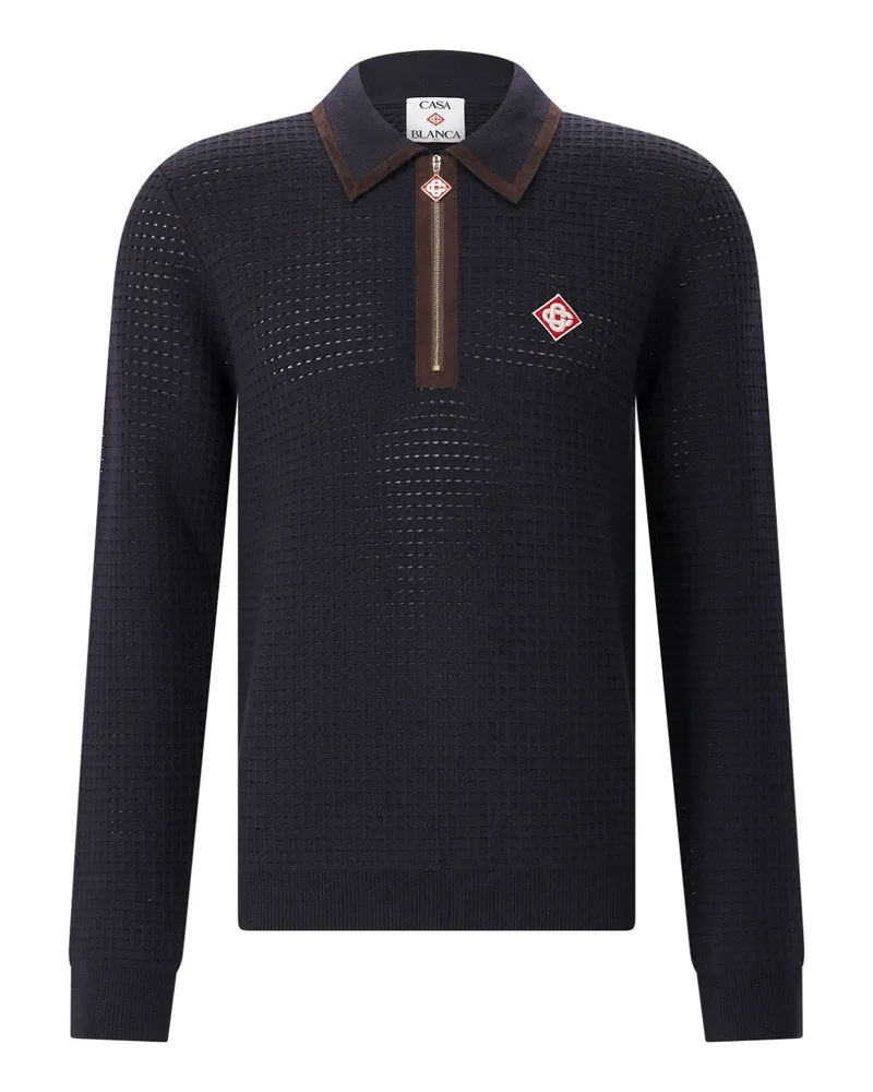 Casablanca Paris Poloshirt aus Wolle Dunkelblau