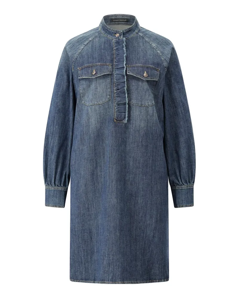 Luisa Cerano Denim-Kleid mit Rüschendetail Blau