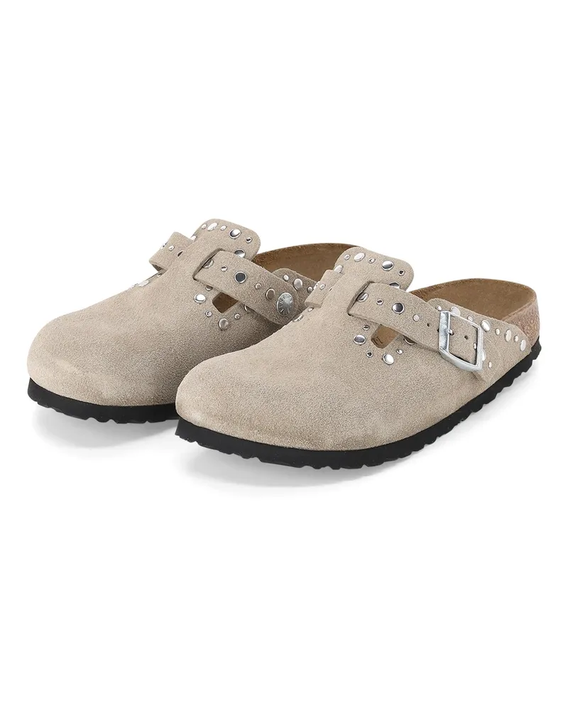 Birkenstock Slipper Boston aus Veloursleder Beige