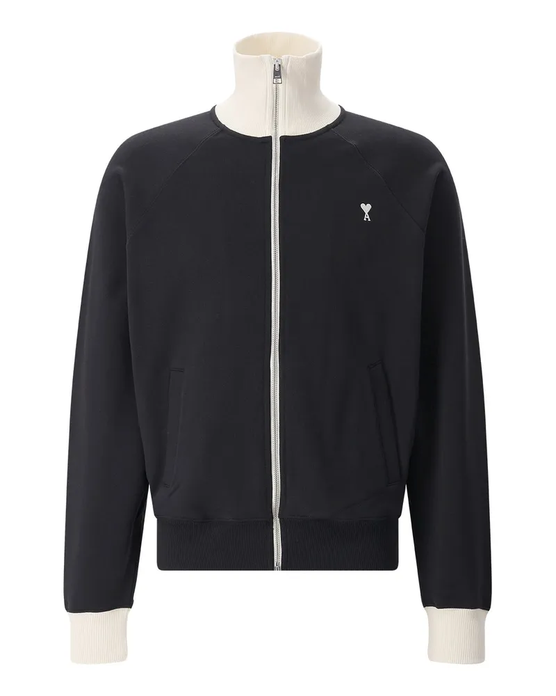 AMI Paris Sweatjacke mit Stehkragen Schwarz