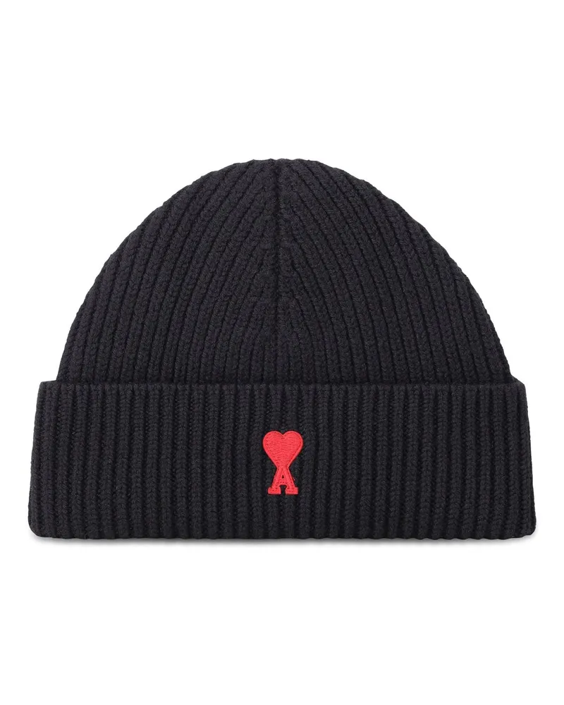 AMI Paris Mütze mit Logo Schwarz