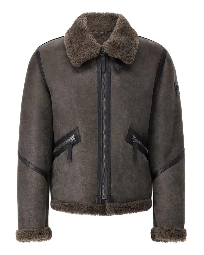 Belstaff Jacke aus Leder Dunkelgrau