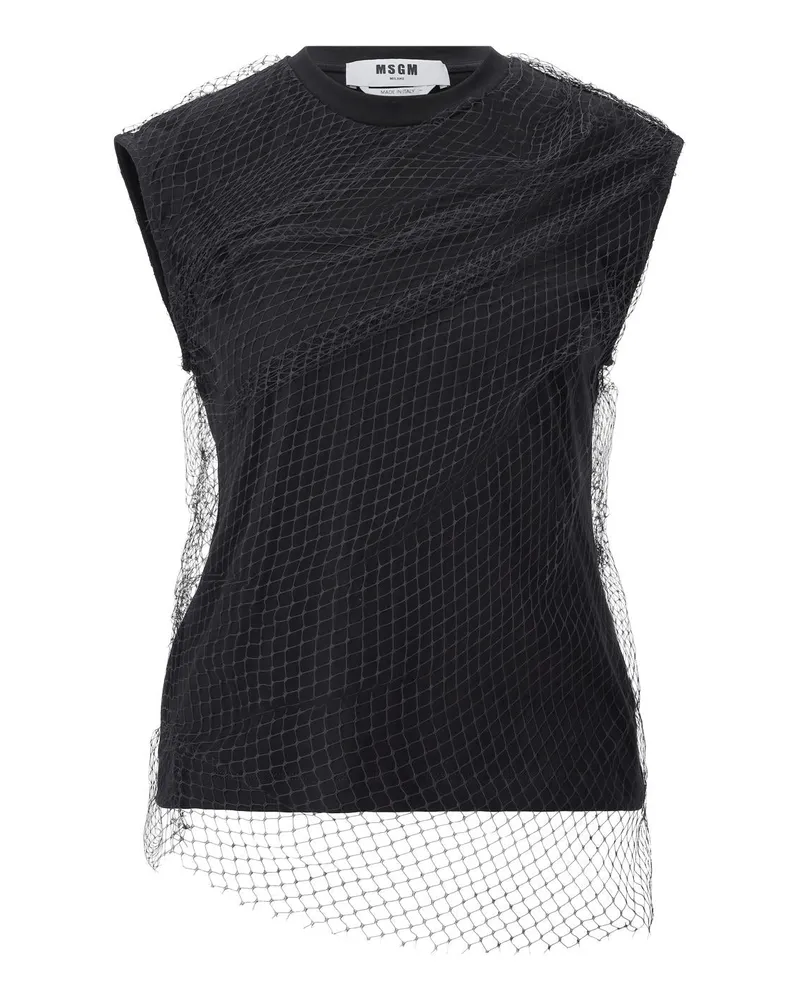 MSGM Top mit Netzdetail Schwarz