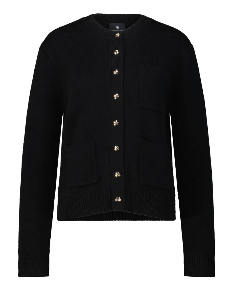 Anine Bing Strickjacke Jameson mit Kaschmir Schwarz