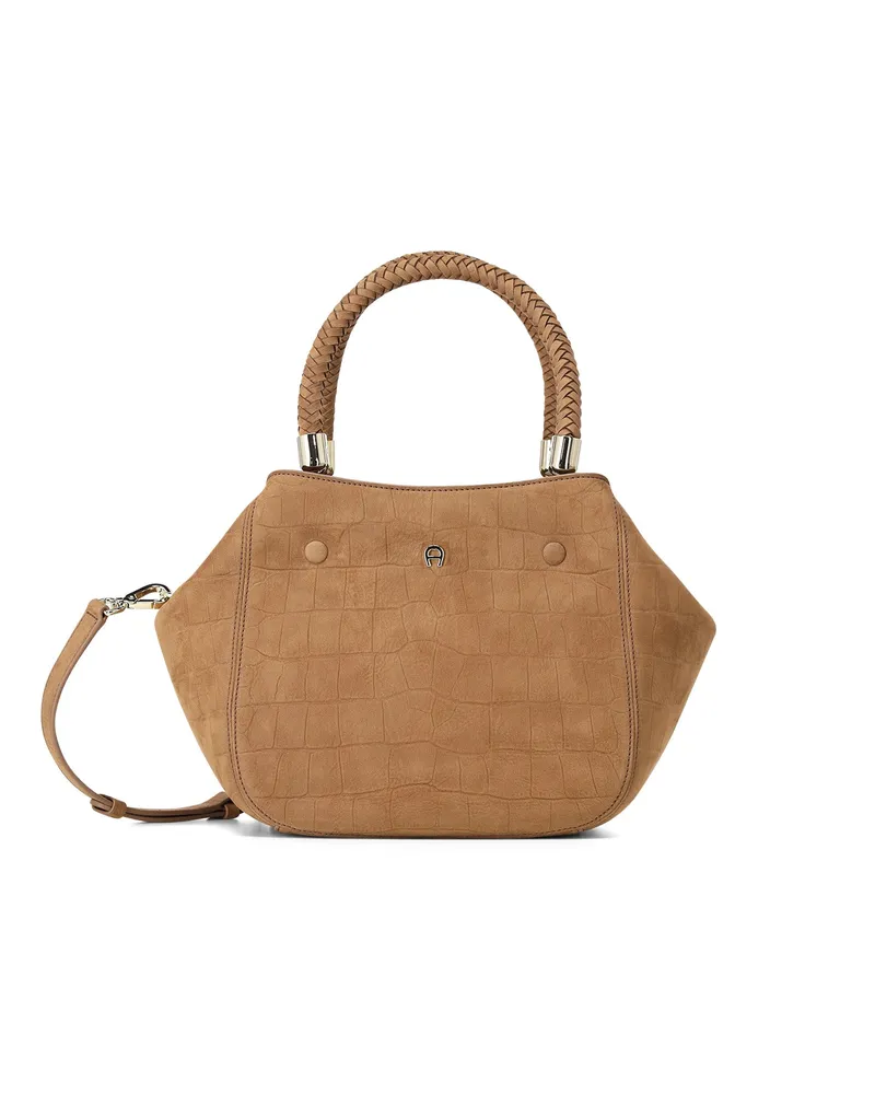 Aigner Handtasche Carré Soft Croco Braun