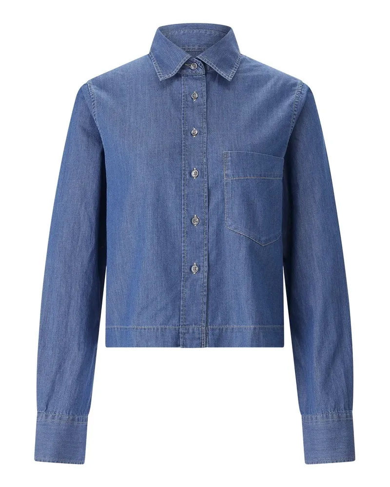 Closed Cropped Hemdbluse Blau