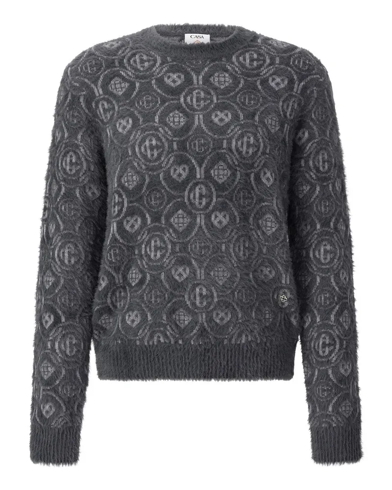 Casablanca Paris Pullover mit Allover-Logo Dunkelgrau