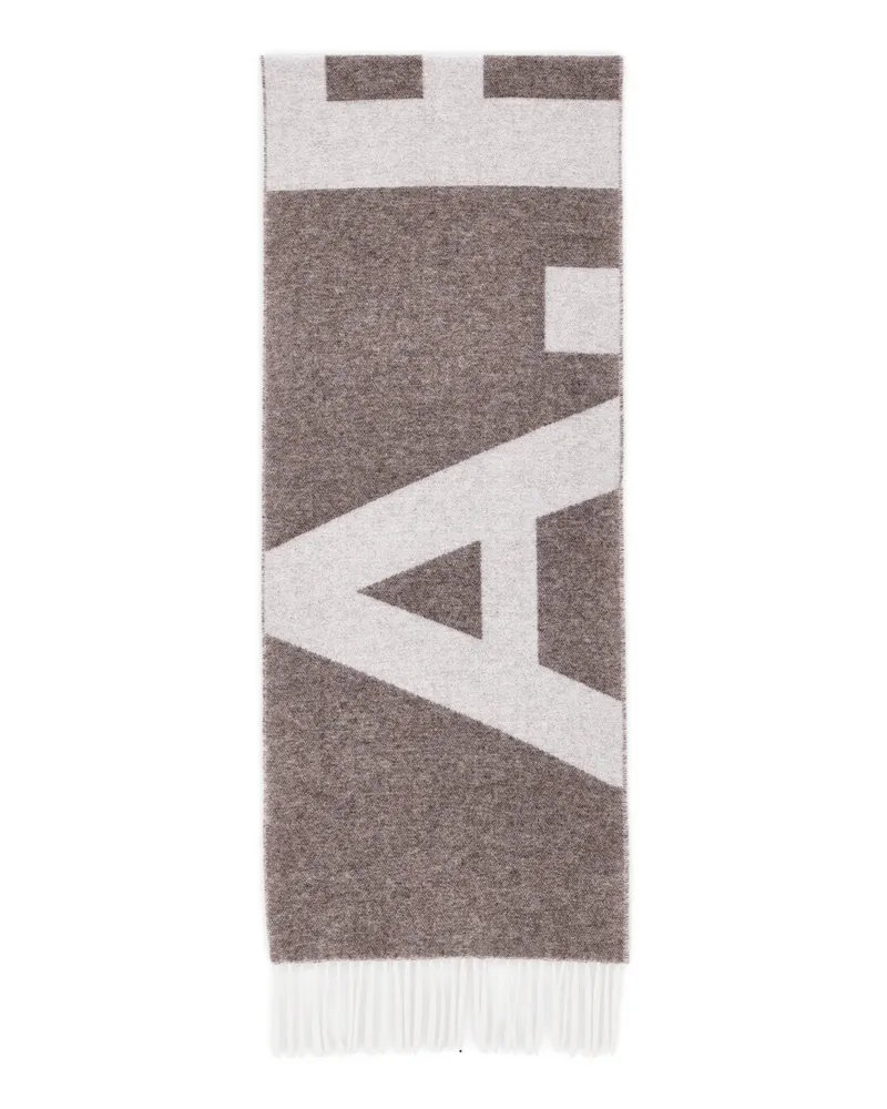 A.P.C. Wollschal mit großem Logo Braun