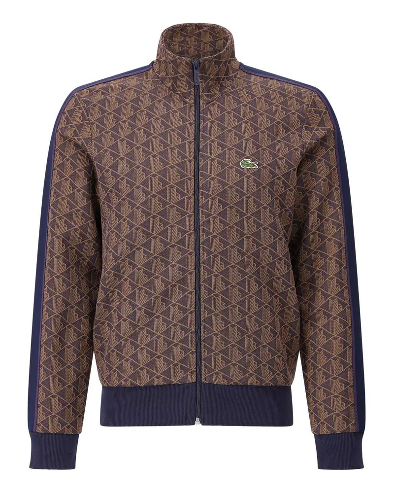 Lacoste Sweatjacke mit Jacquard-Monogramm und Logo-Detail Lila