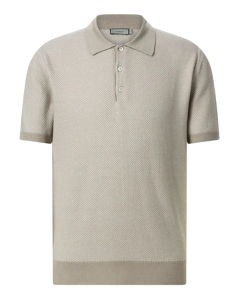 Canali Poloshirt aus Baumwollstrick Beige