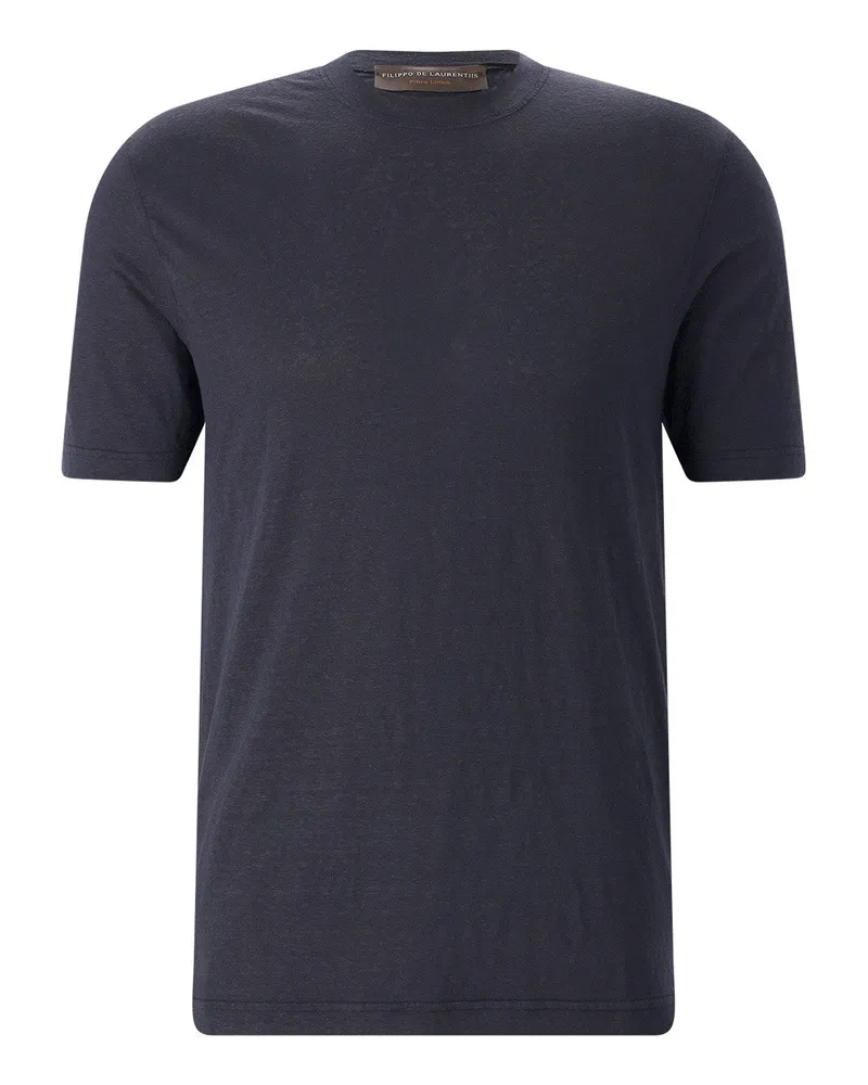 Filippo de Laurentiis T-Shirt aus Leinenmix Dunkelblau