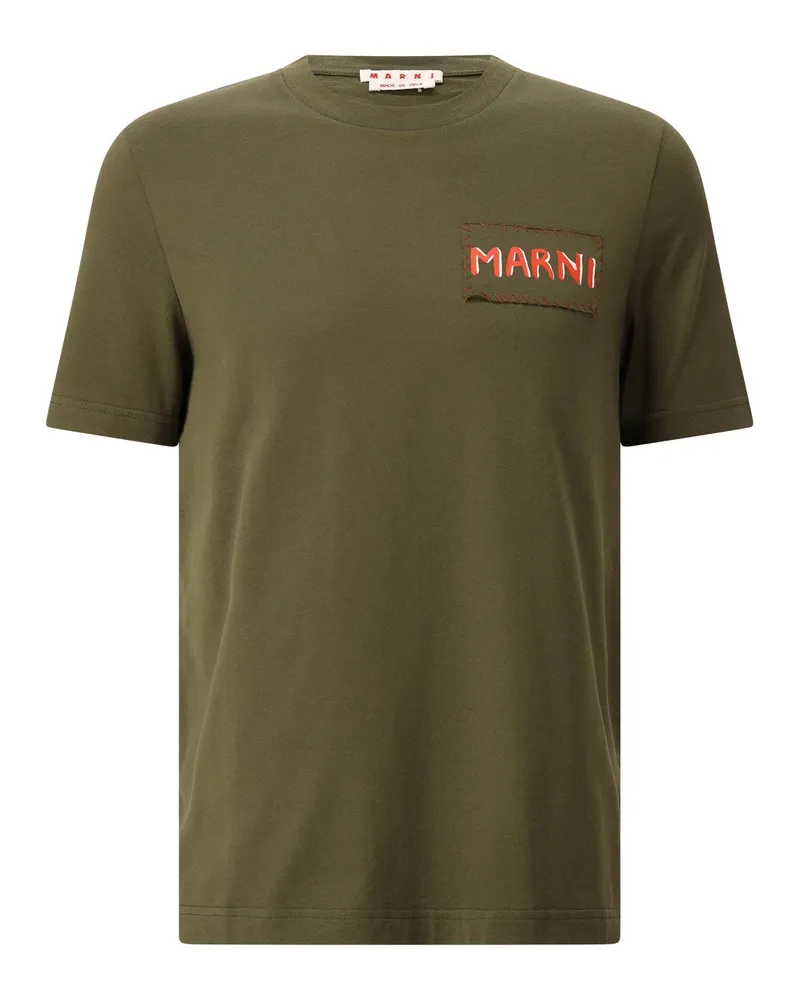 Marni T-Shirt mit Logo Grün