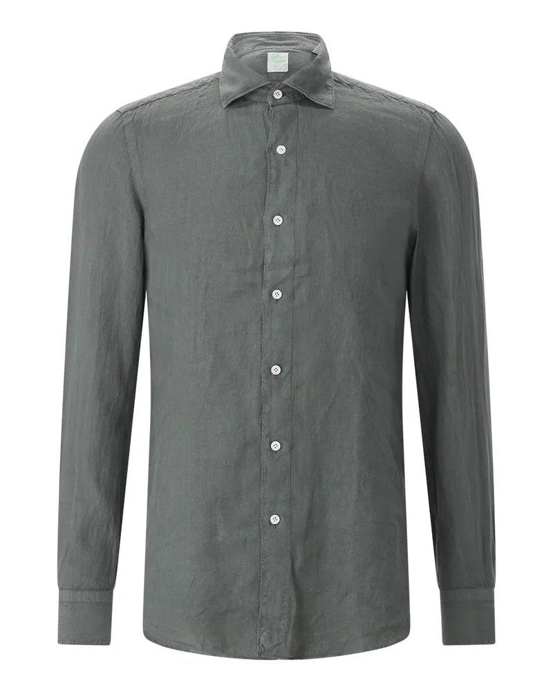 Finamore 1925 Hemd aus Leinen Dunkelgrün