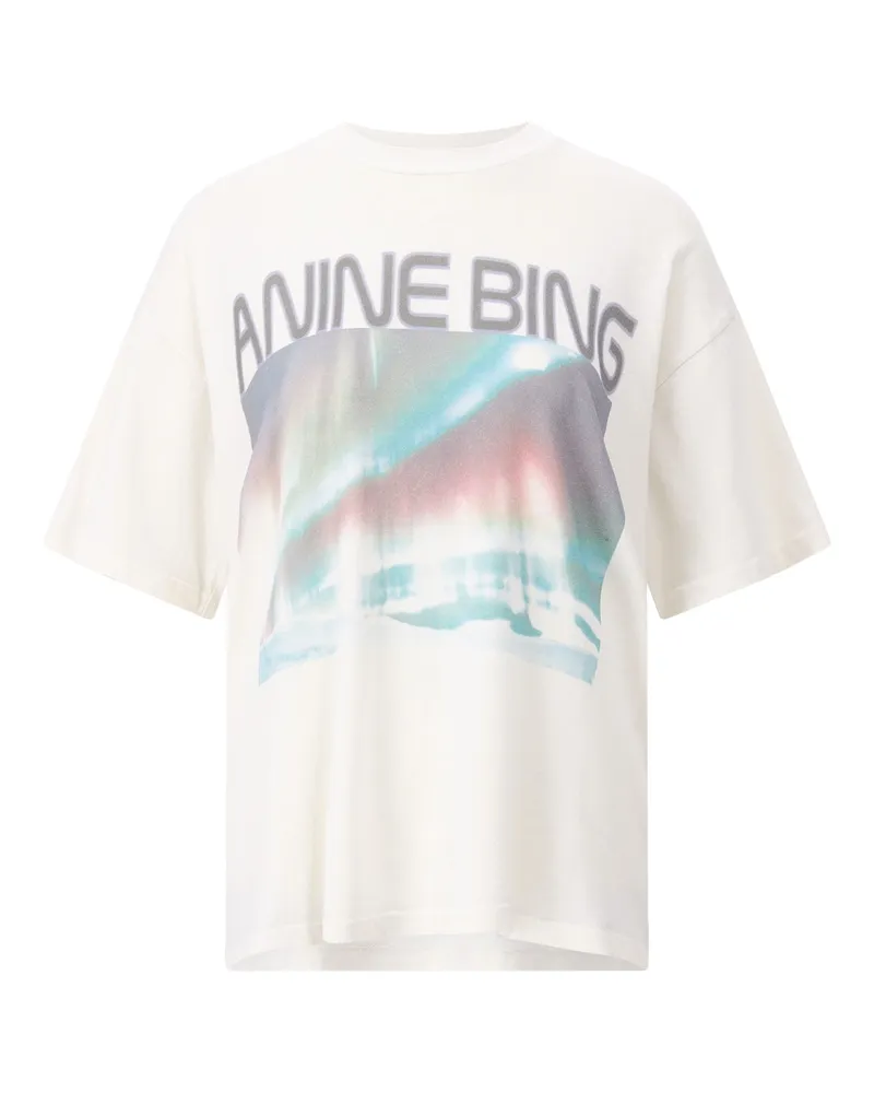 Anine Bing T-Shirt mit Print Creme