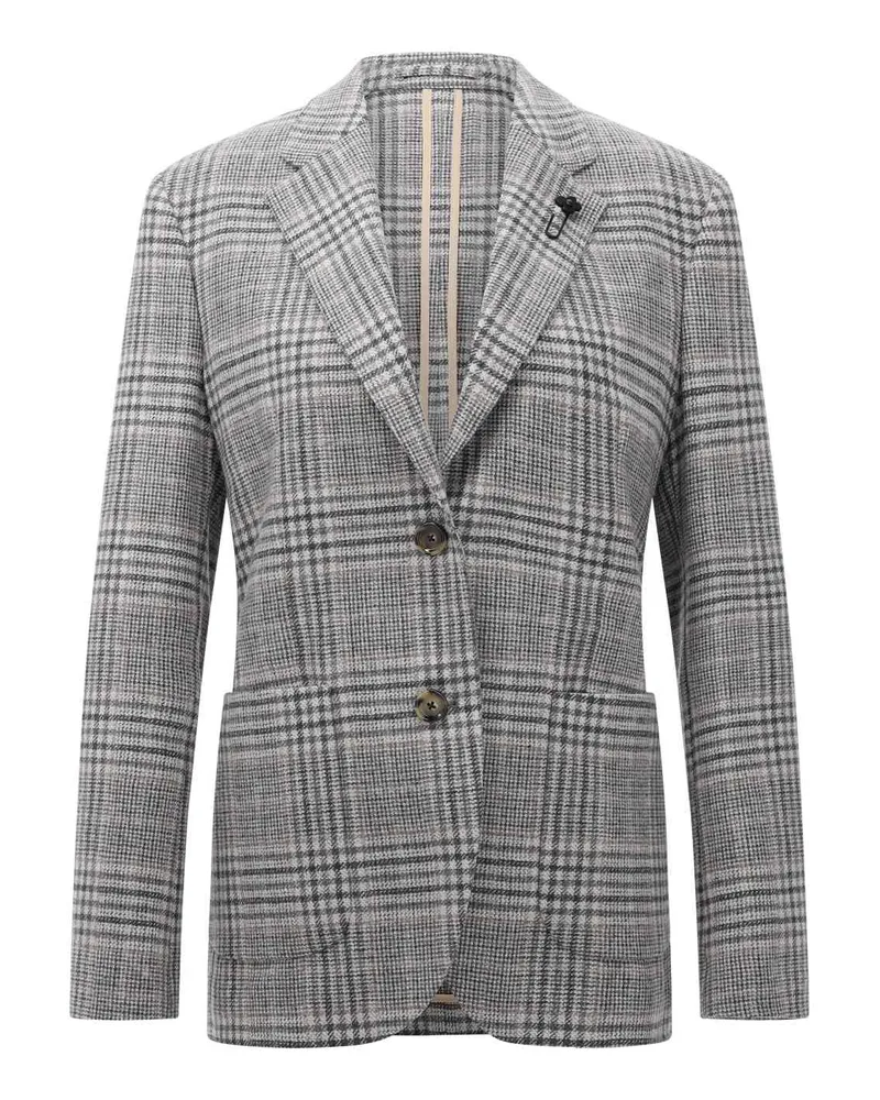 LARDINI Karierter Blazer Woll-Mix Grau