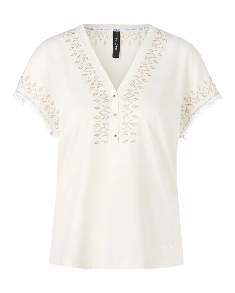 Marc Cain T-Shirt mit Stick Creme