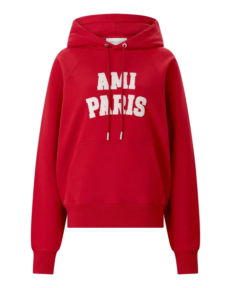 AMI Paris Hoodie aus Baumwoll-Mix Rot