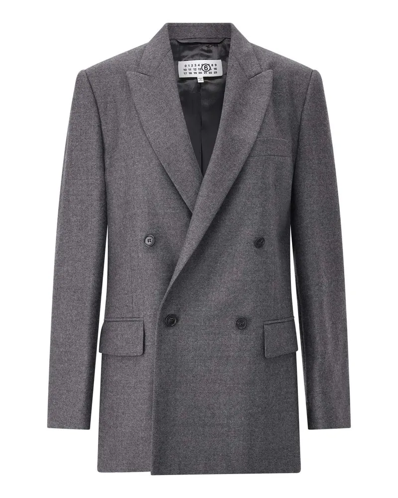 Maison Margiela Doppelreihiger Blazer aus Schurwolle Dunkelgrau