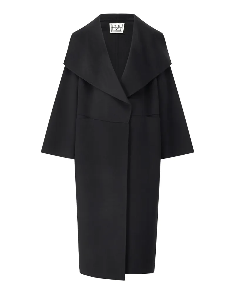 Totême Oversized Mantel aus Woll-Kaschmir-Mix Schwarz