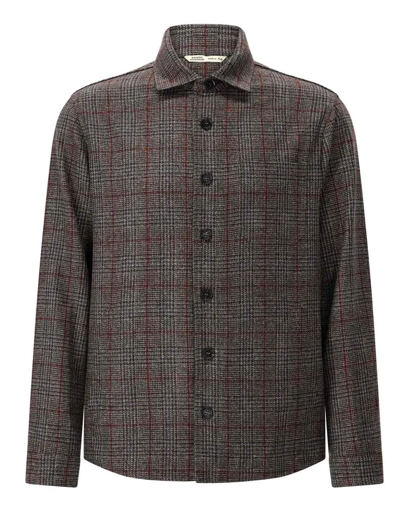 Maurizio Baldassari Kariertes Overshirt aus Schurwolle Dunkelbraun