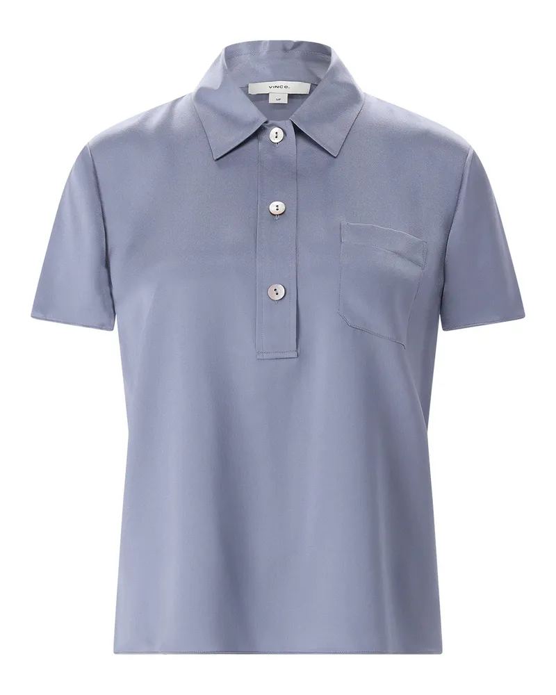 Vince Poloshirt aus Seide Blau