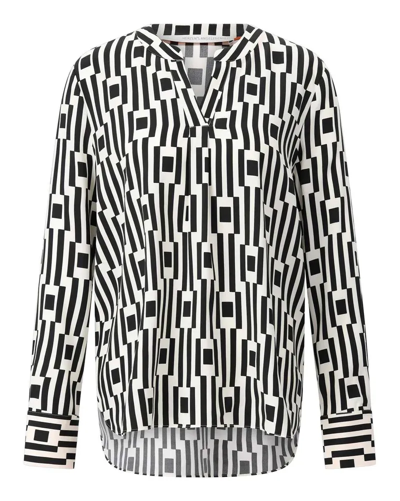 Herzen's Angelegenheit Seidenbluse mit Muster Schwarz