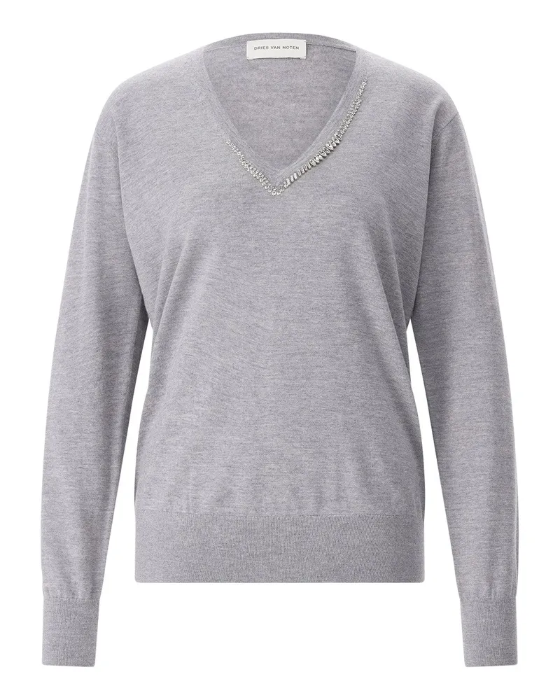 Dries van Noten Pullover aus Wolle Grau