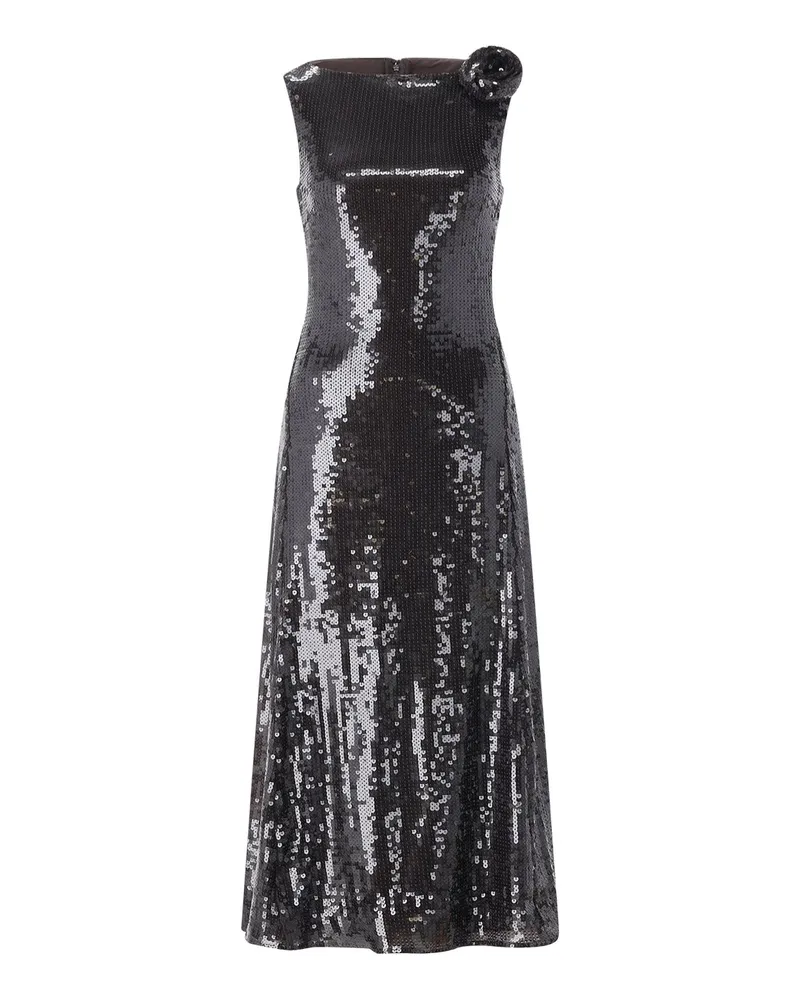 ROTATE Birger Christensen Midikleid mit Pailletten Schwarz