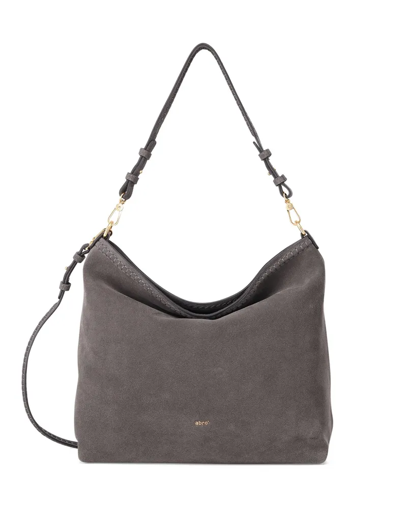Abro Hobo Bag Signature aus Veloursleder Grau