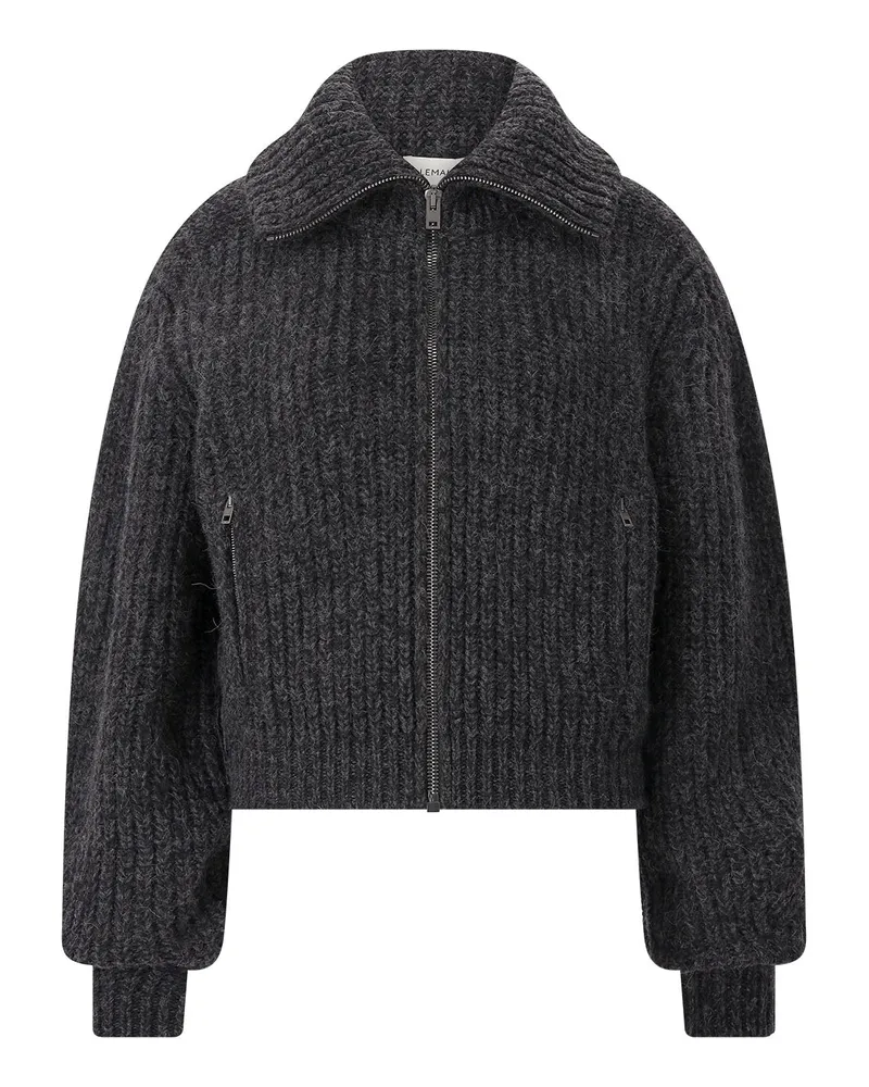 Christophe Lemaire Strickjacke aus Alpaka-Yak-Mix Anthrazit