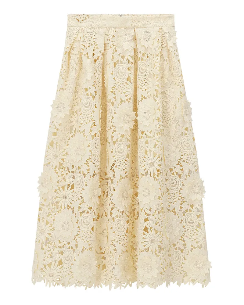 ROTATE Birger Christensen Midirock mit floralen Applikationen Gelb