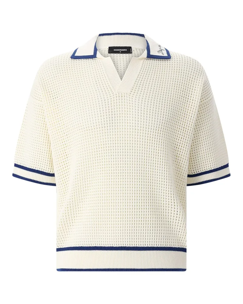 Dsquared2 Poloshirt im Häkeldesign Creme