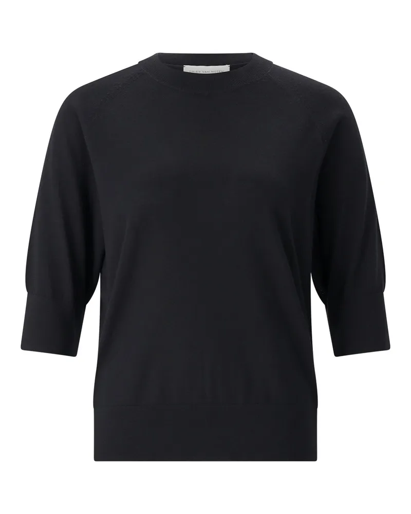 Dries van Noten Kurzarmpullover Tuan aus Merinowolle Schwarz
